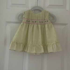 Little Bitty Sundress with Floral Embroidery vintage Size 6/9 months yellow Baby